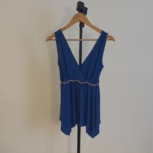 Donutz, Inc. Royal Blue V Neck Blouse